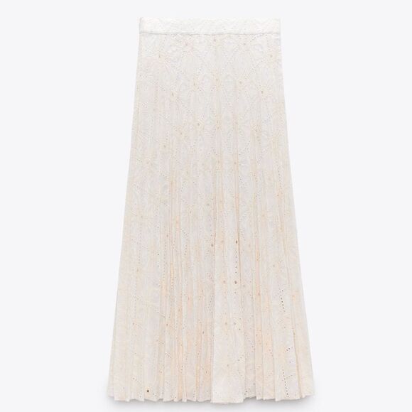 Zara PLEATED SKIRT WITH EMBROIDERY NEW - Picture 3 of 4